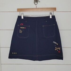 Y2K NWOT JASPAL small dark blue wash denim jean mini skirt cotton